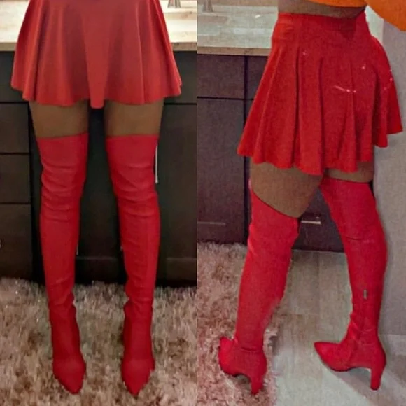 Red Thigh High Over the Knee Boots - 8.5 - Picture 6 of 13